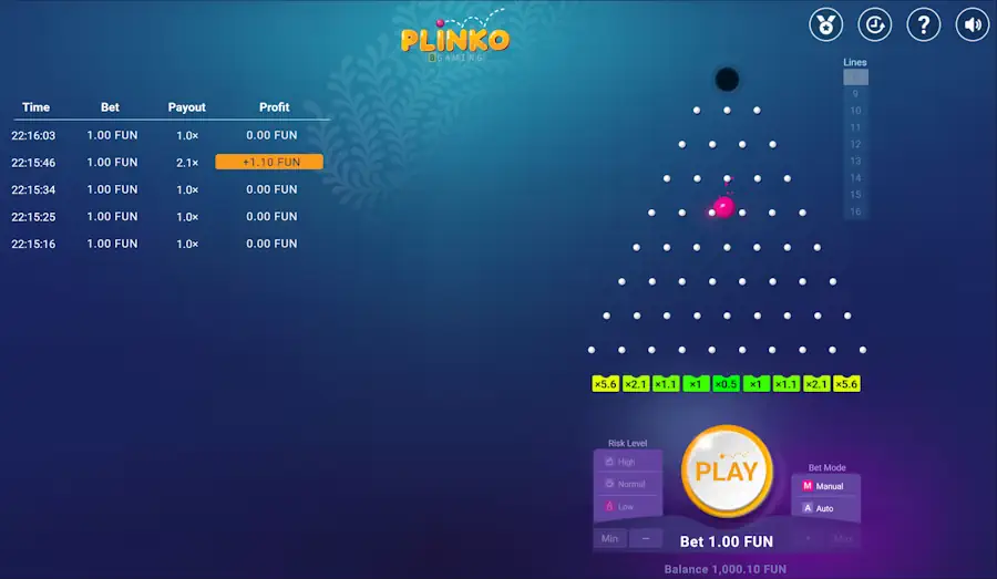 Plinko Slot Gameplay Screenshot